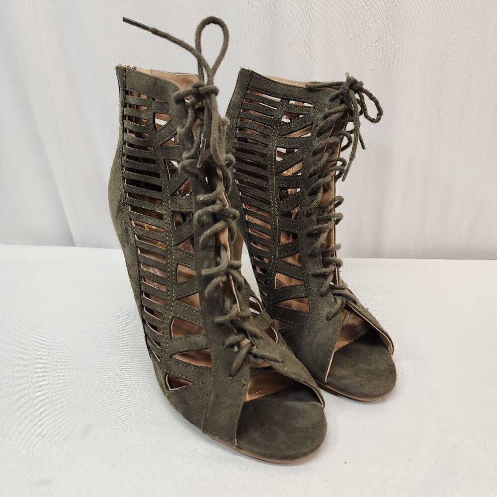 Rue21 Olive Green Lace-Up Cutout Wedge Heels